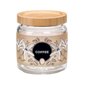 Bocal avec couvercle 0,75 l en bambou décor café BORMIOLI ROCCO