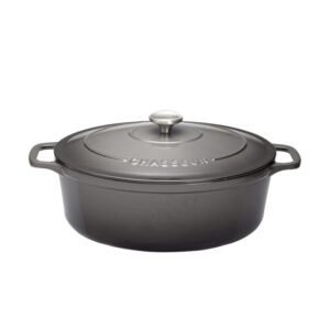 Cocotte ovale 31 cm chasseur gris caviar interieur noir CHASSEUR