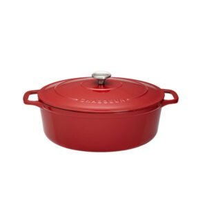 Cocotte ovale 31 cm chasseur rouge uni interieur sable CHASSEUR