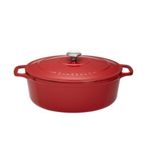 Cocotte ovale 33 cm chasseur rouge uni interieur sable CHASSEUR