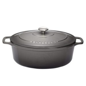 Cocotte ovale 35 cm chasseur gris caviar interieur noir CHASSEUR
