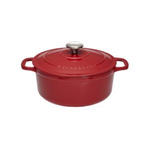 Cocotte ronde 24 cm chasseur rouge uni interieur sable CHASSEUR