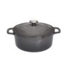 Cocotte ronde 28 cm chasseur gris caviar interieur noir CHASSEUR