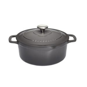Cocotte ronde 28 cm chasseur gris caviar interieur noir CHASSEUR