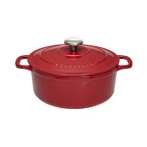 Cocotte ronde 28 cm chasseur rouge uni interieur sable CHASSEUR
