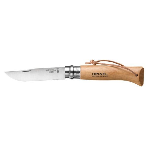 Couteau Baroudeur N°08 naturel lame 8.5 cm avec lien cuir OPINEL