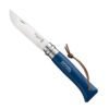 Couteau Baroudeur n°8 - lame 8.5 cm bleu avec lien en cuir OPINEL