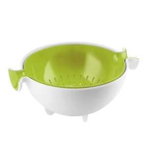 Lot passoire avec bol Spin&Drain vert pomme GUZZINI