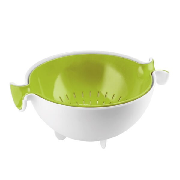 Lot passoire avec bol Spin&Drain vert pomme GUZZINI