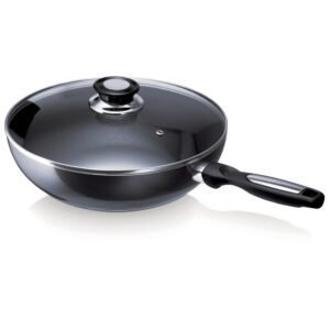 Wok Pro Induc 28 cm en aluminium antiahésif avec couvercle en verre BEKA