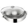 Wok Salvaspazio+ avec son couvercle 30 cm en inox LAGOSTINA