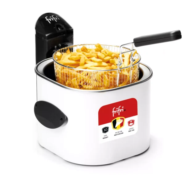 Friteuse Frifri F1518 et F1528 blanche 3L ou 4L ronde avec couvercle - La vraie frite avec bain d'huile